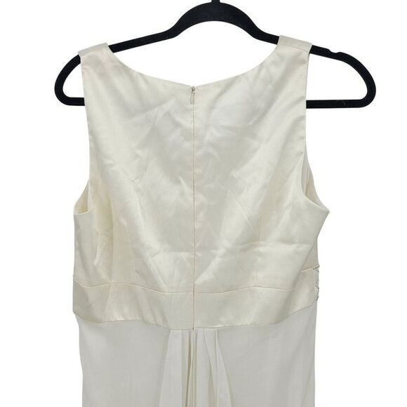 90s Ivory Satin Chiffon Tiered Lingerie Nightgown Sz XL Rhinestone Tail Bridal - Picture 9 of 12